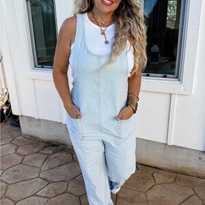 Blakely Blue/White Striped Jumpsuit NWT XS